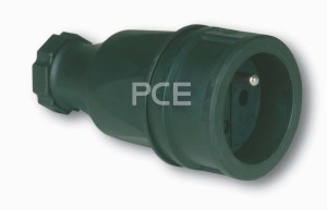 Gniazdo przenośne jednofazowe gumowe 10/16A 2 P+Z gniazdo gumowe z bolcem IP44  (20)  2410-sw PCE